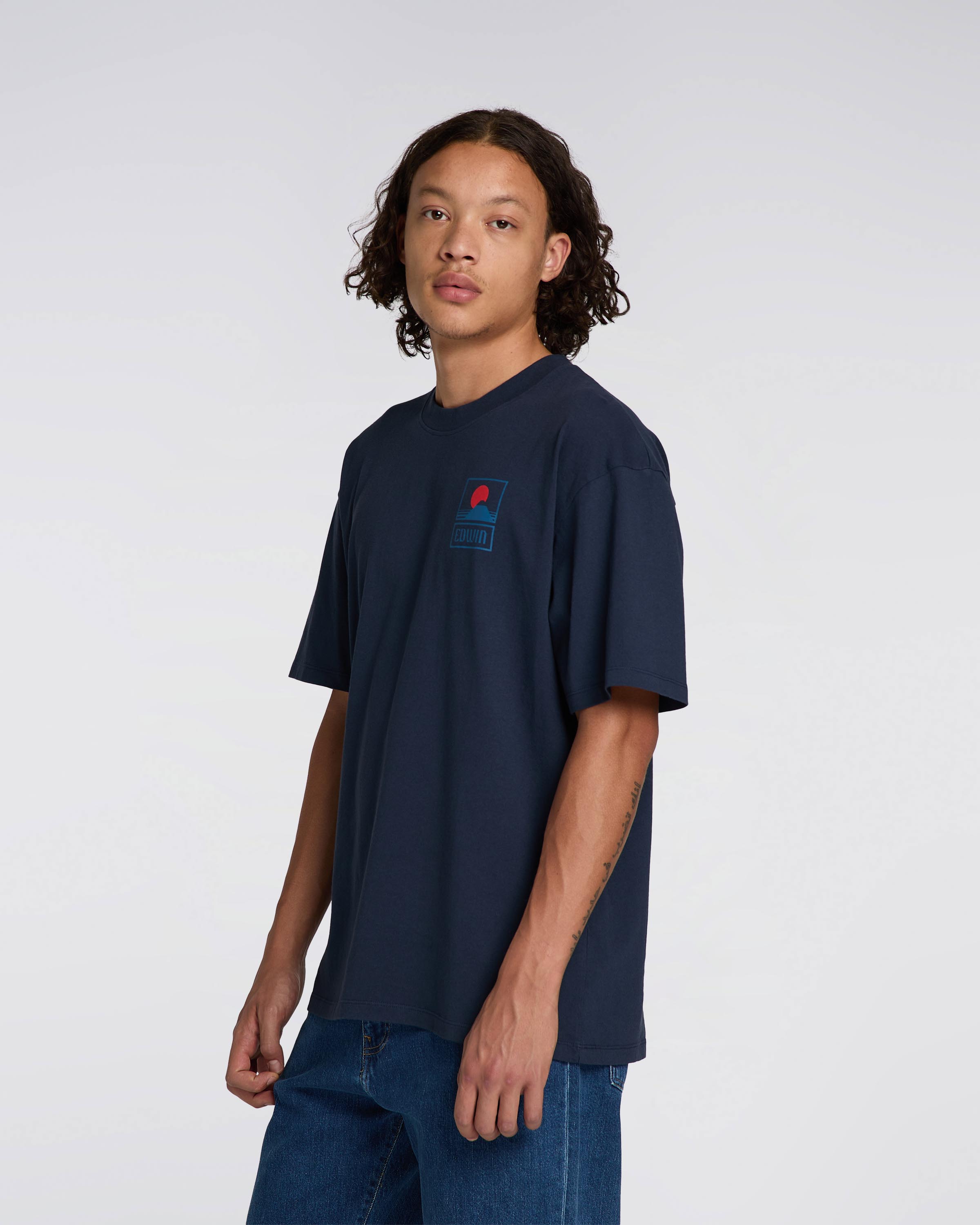 EDWIN Sunset on Mt. Fuji T-Shirt - Navy 