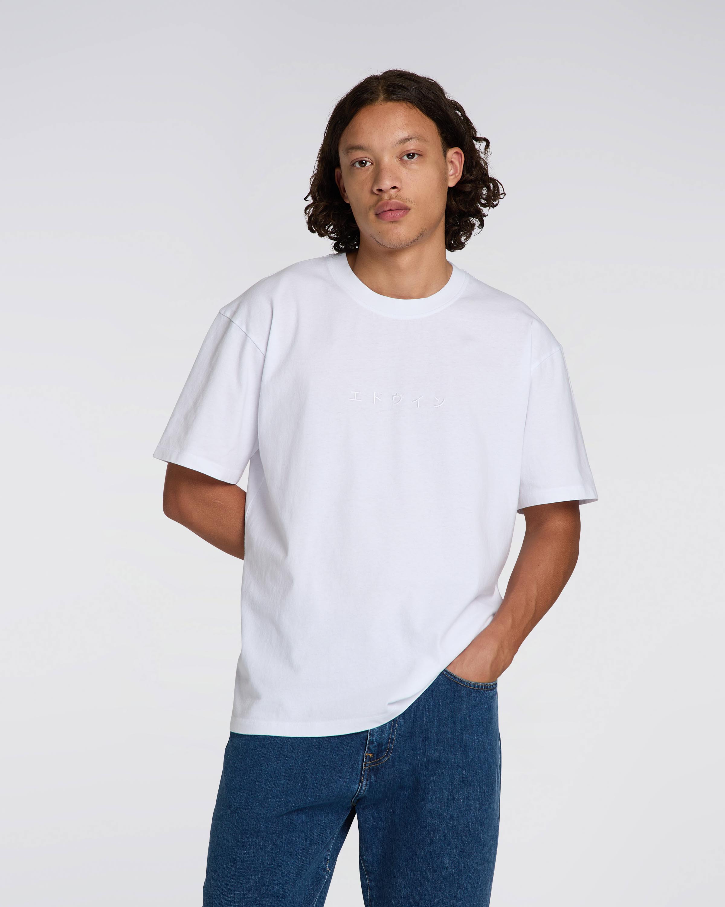 EDWIN Katakana Embroidery T-Shirt - White