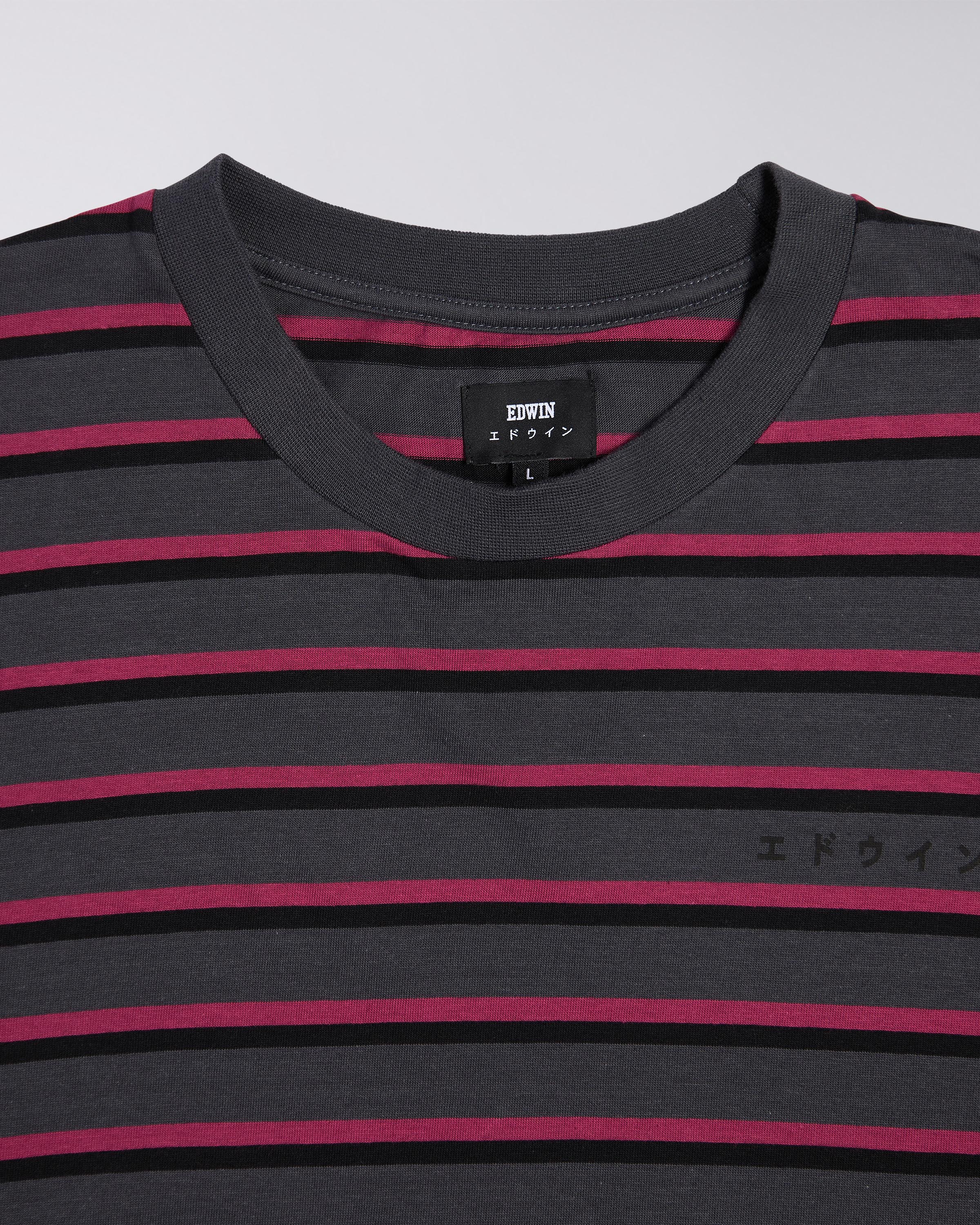 EDWIN Quarter T-Shirt LS - Ebony/Plum Pie