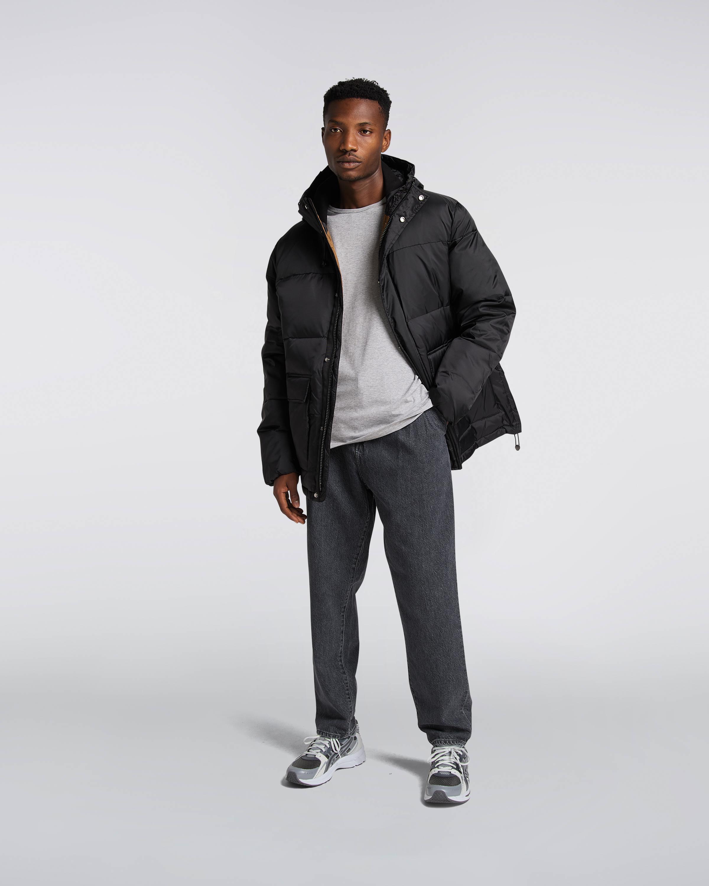 hooded puffer coat black