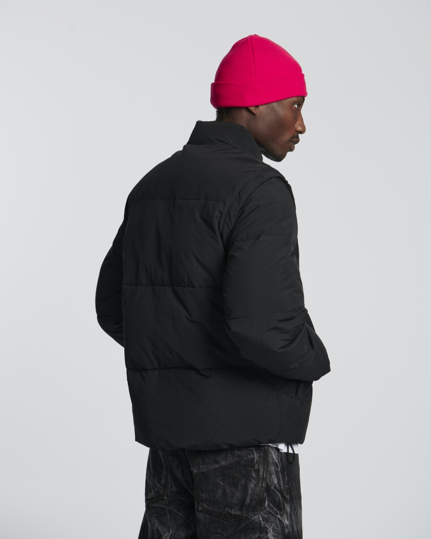 EDWIN Detachable Sleeves Puffer Black