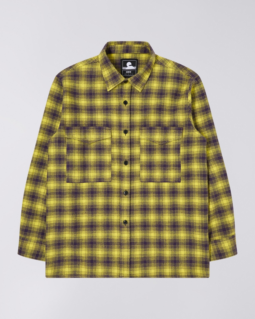 EDWIN Big Shirt LS Plumeria Purple / Blazing Yellow