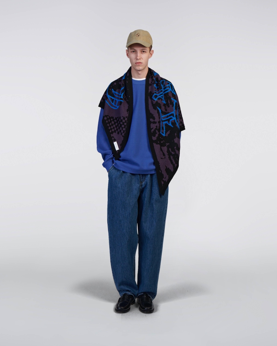 EDWIN Waffle Dizzy T-Shirt LS Deep Ultramarine