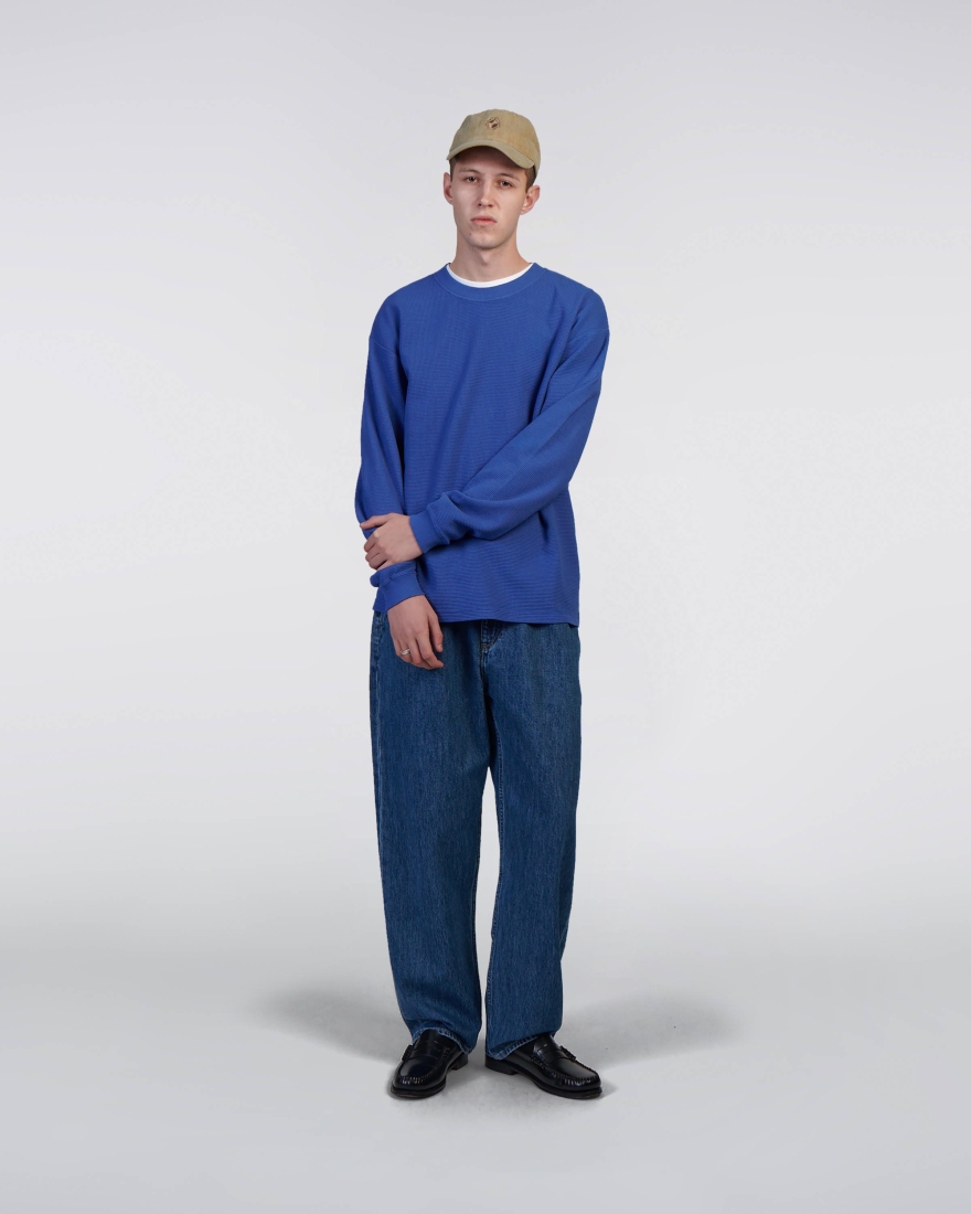 EDWIN Waffle Dizzy T-Shirt LS Deep Ultramarine