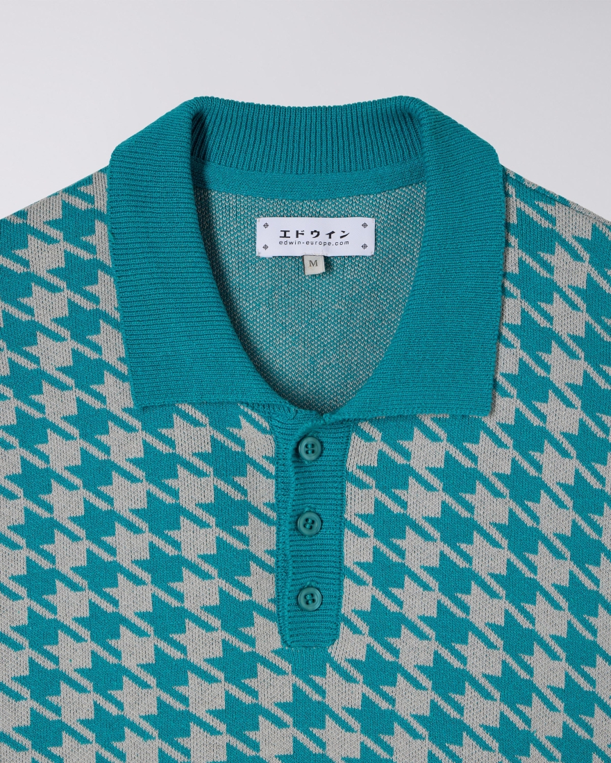 EDWIN Jax Polo Knit Blue / Light Grey