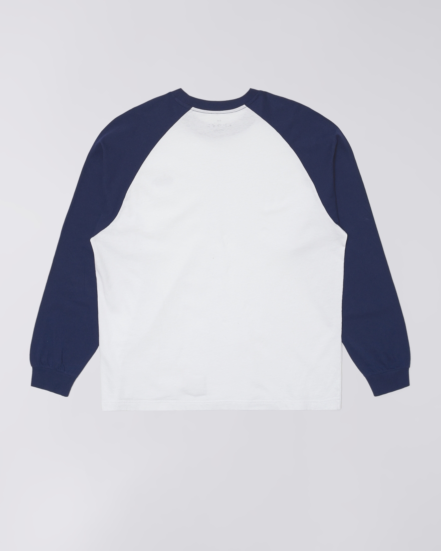 EDWIN Alec T-Shirt LS White / Maritime Blue