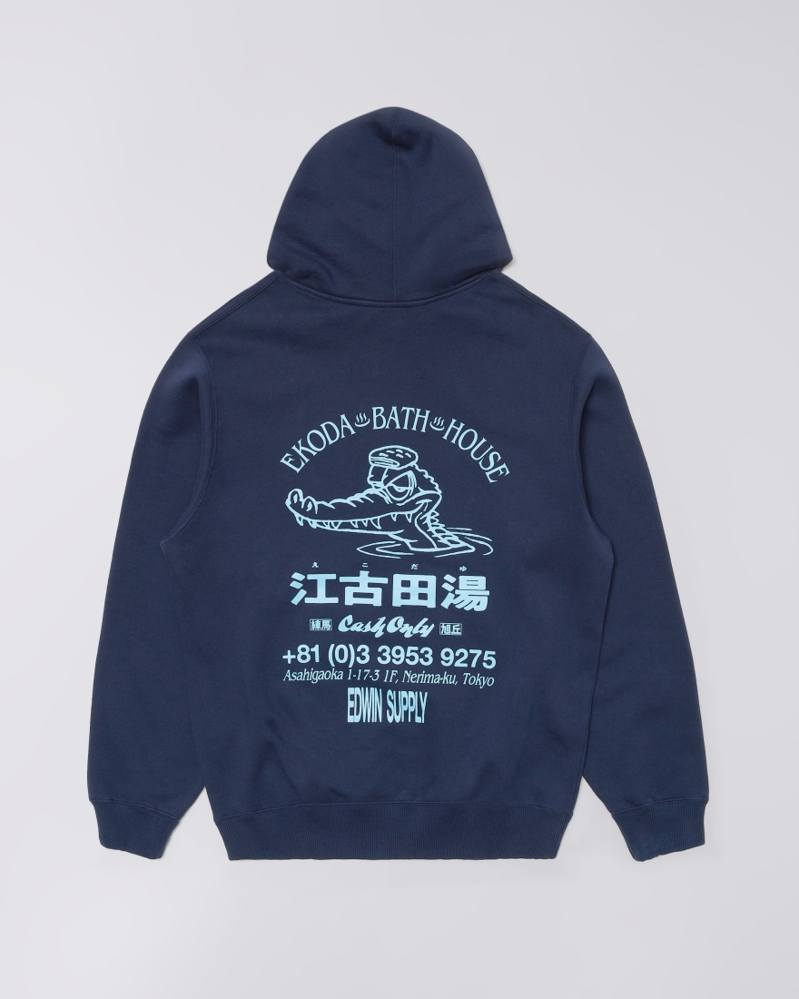 EDWIN Ekoda Bath House Hoodie Sweat Maritime Blue