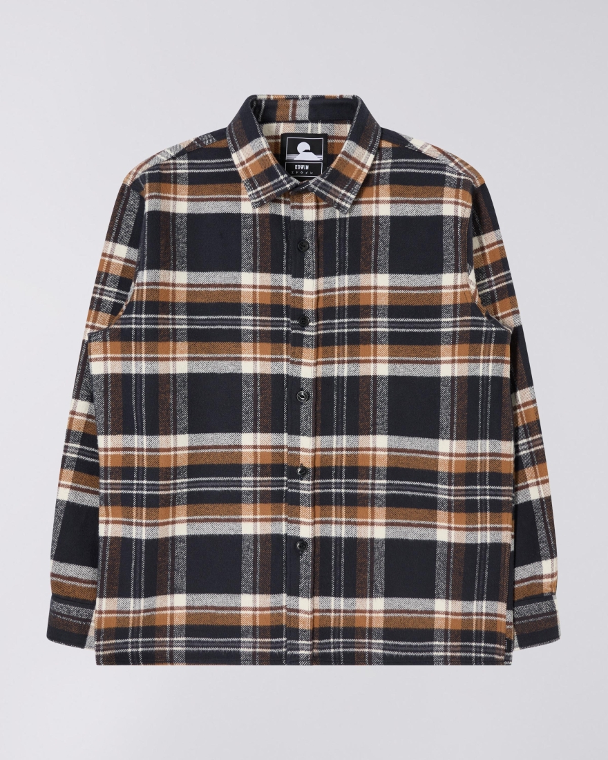 EDWIN Sebastian Shirt LS Navy / Brown