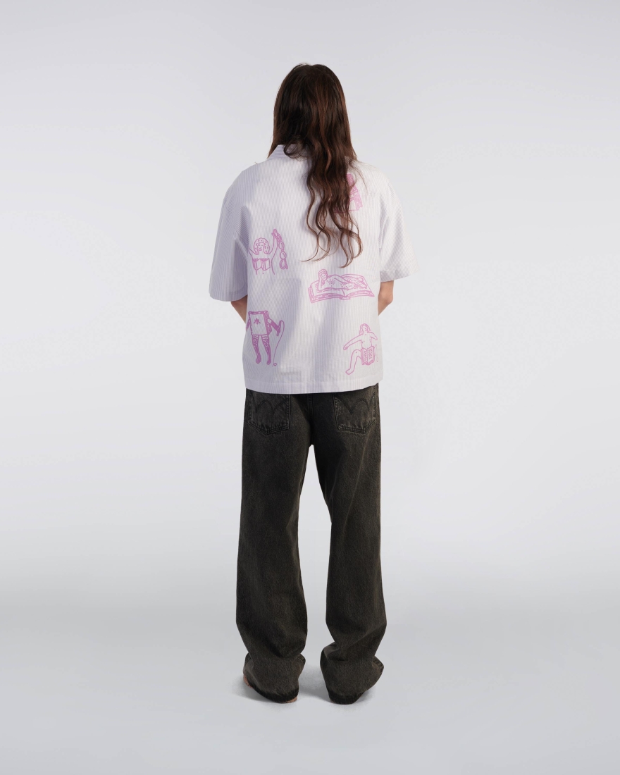 EDWIN Edwin Reader's Club Shirt SS Lila / White