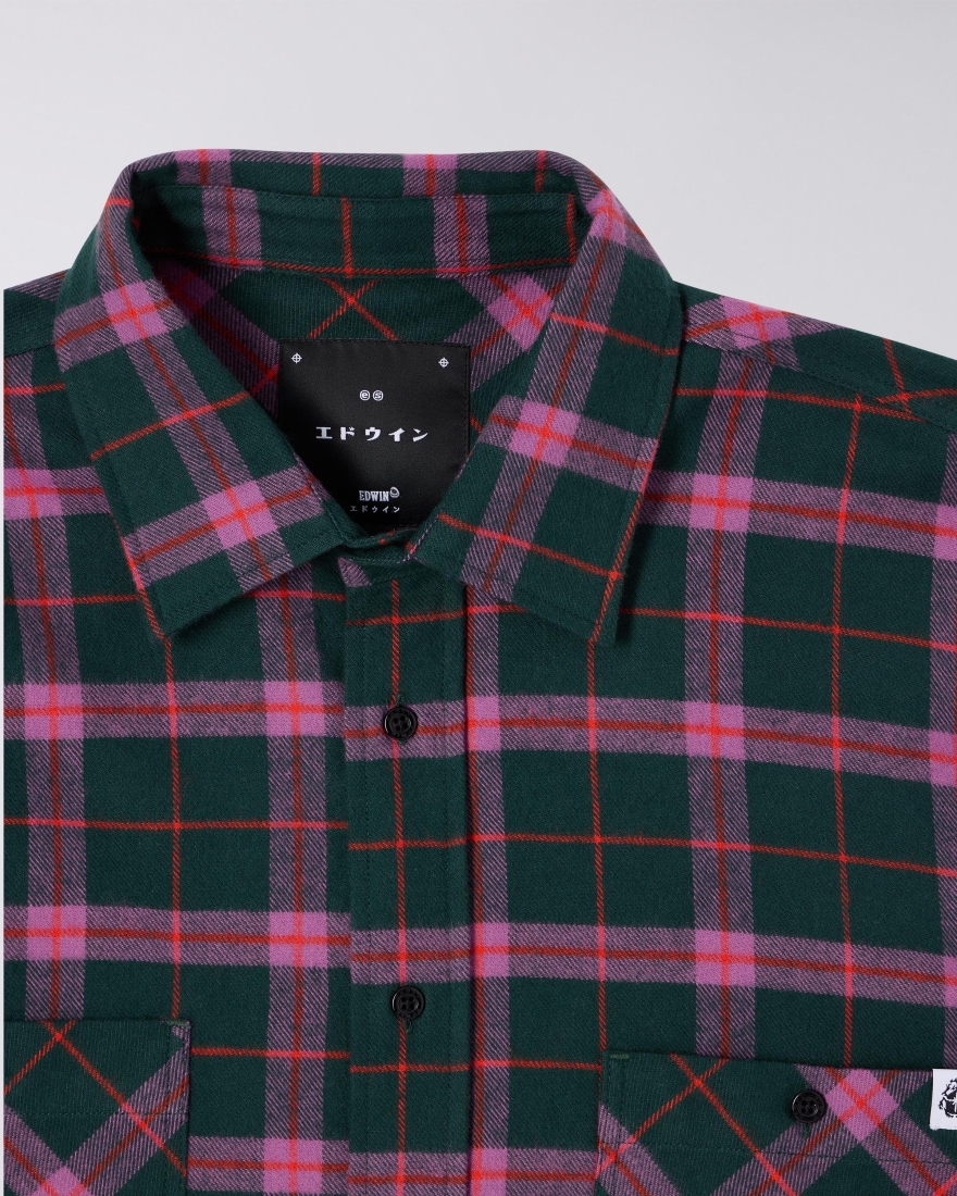 EDWIN Millenium Shirt LS Green / Purple / Red