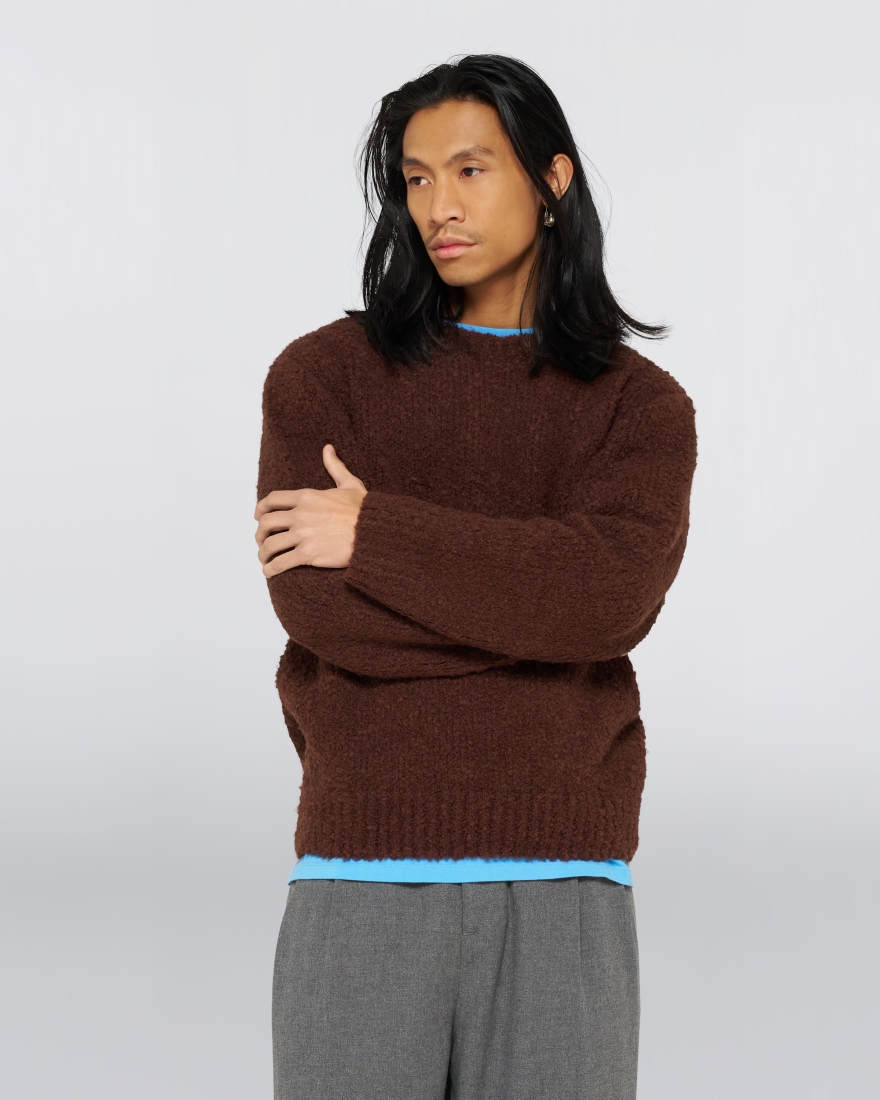 EDWIN Dun Textured Sweater Rum Raisin