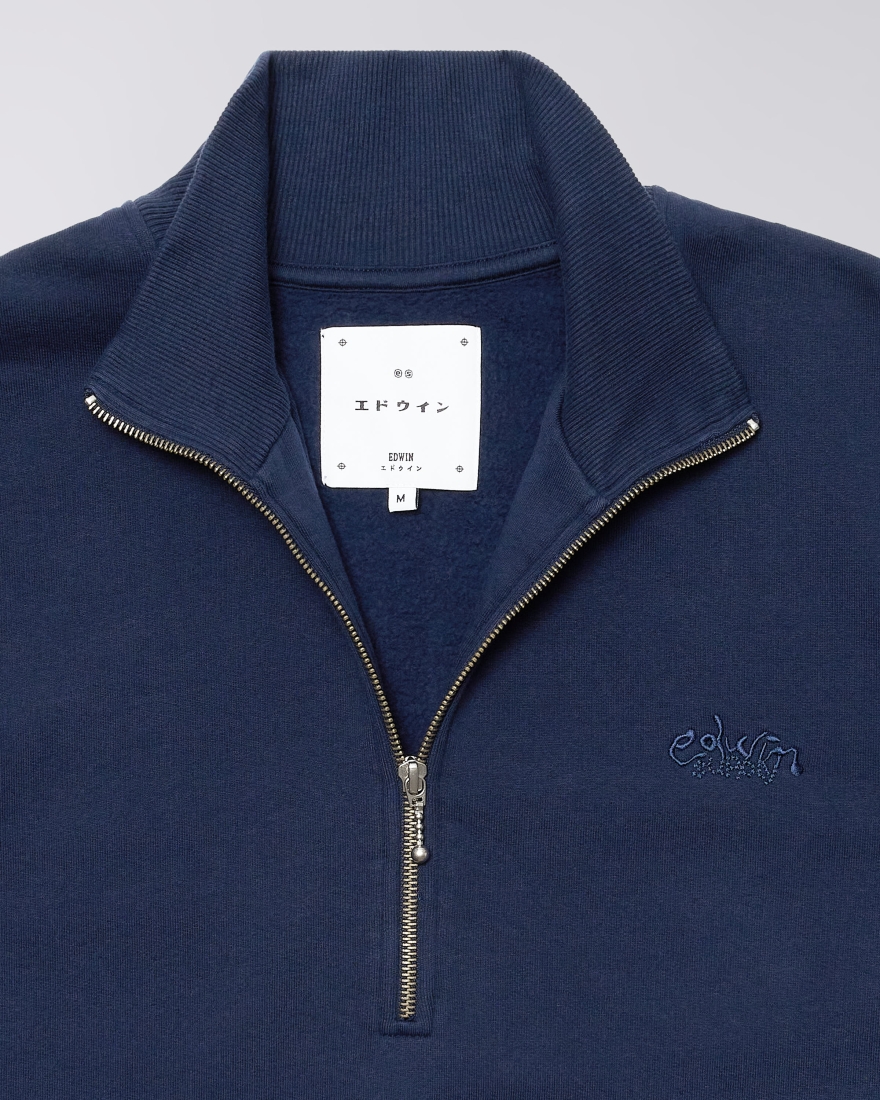 EDWIN Koji Half Zip Sweat Maritime Blue
