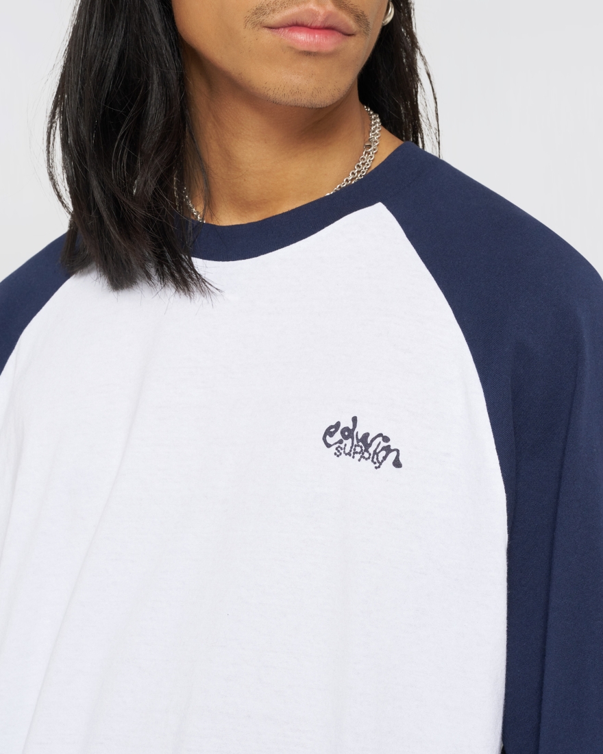EDWIN Alec T-Shirt LS White / Maritime Blue