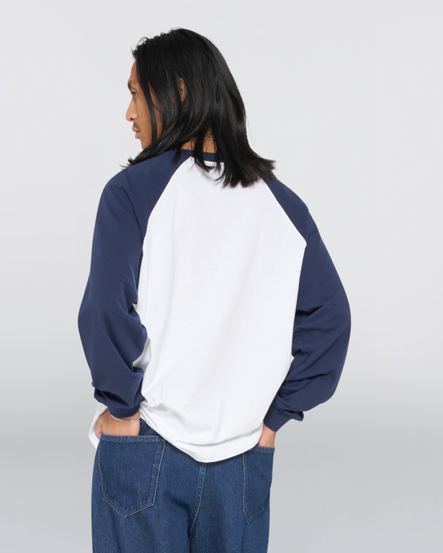 EDWIN Alec T-Shirt LS White / Maritime Blue