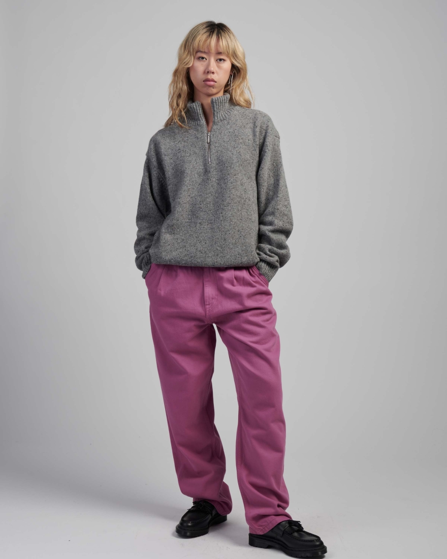 EDWIN Maru Half Zip Sweater Grey Marl