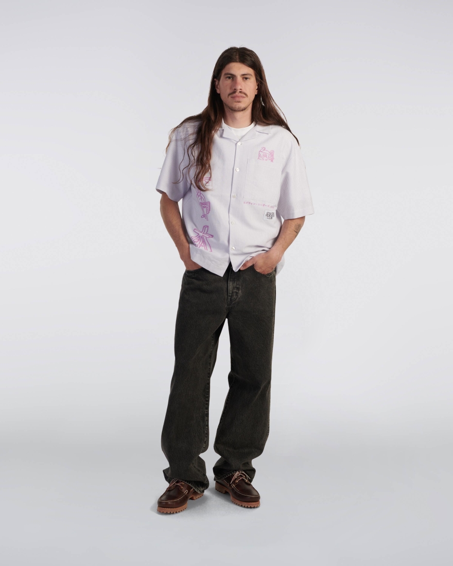 EDWIN Edwin Reader's Club Shirt SS Lila / White