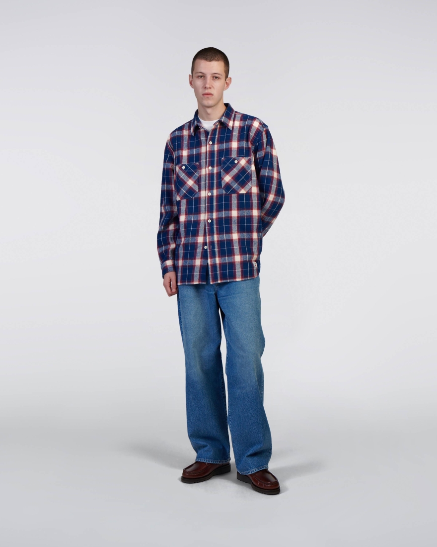 EDWIN Work Shirt LS Navy / Red