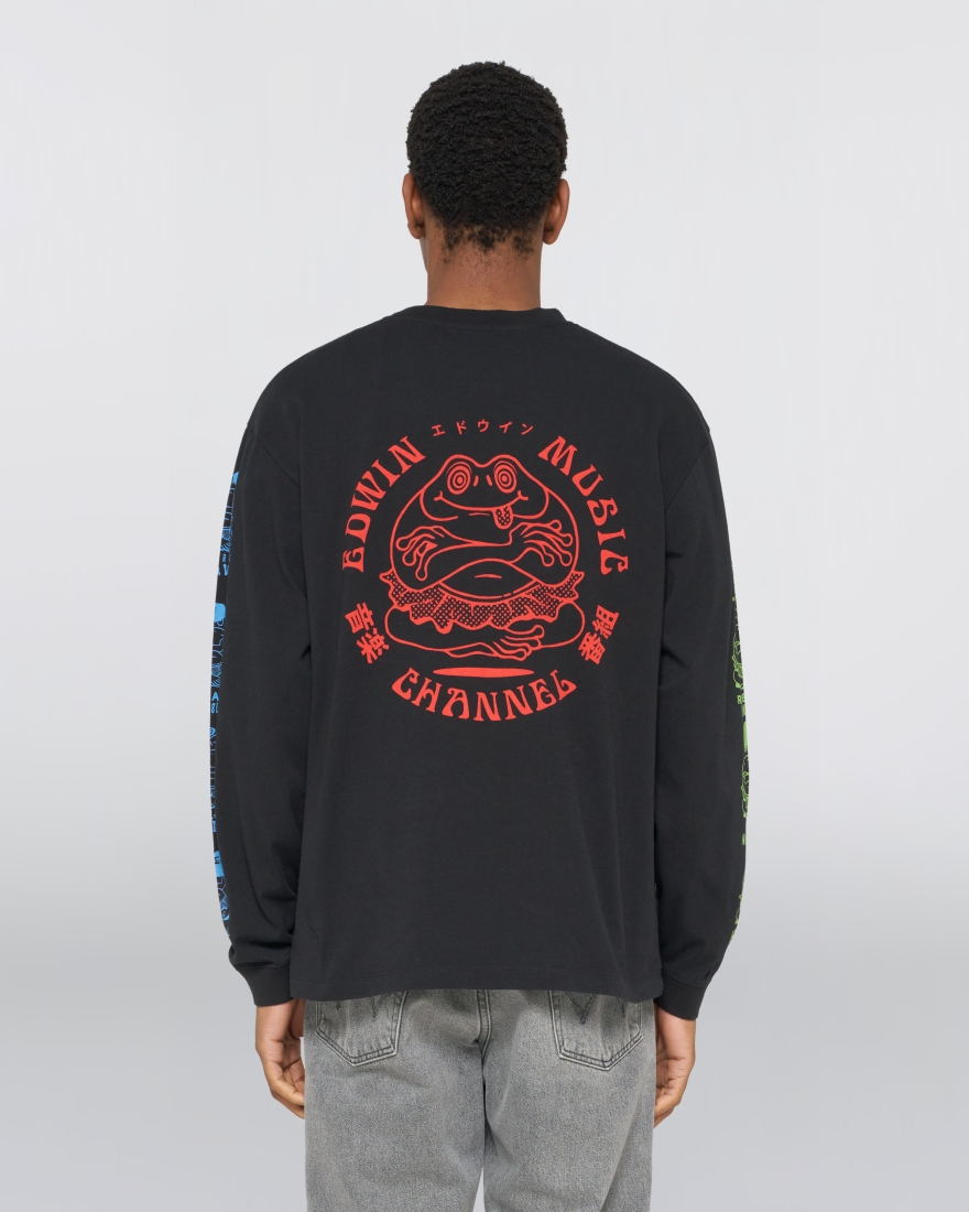 EDWIN Edwin Music Channel T-Shirt LS Black / Blue / Lime