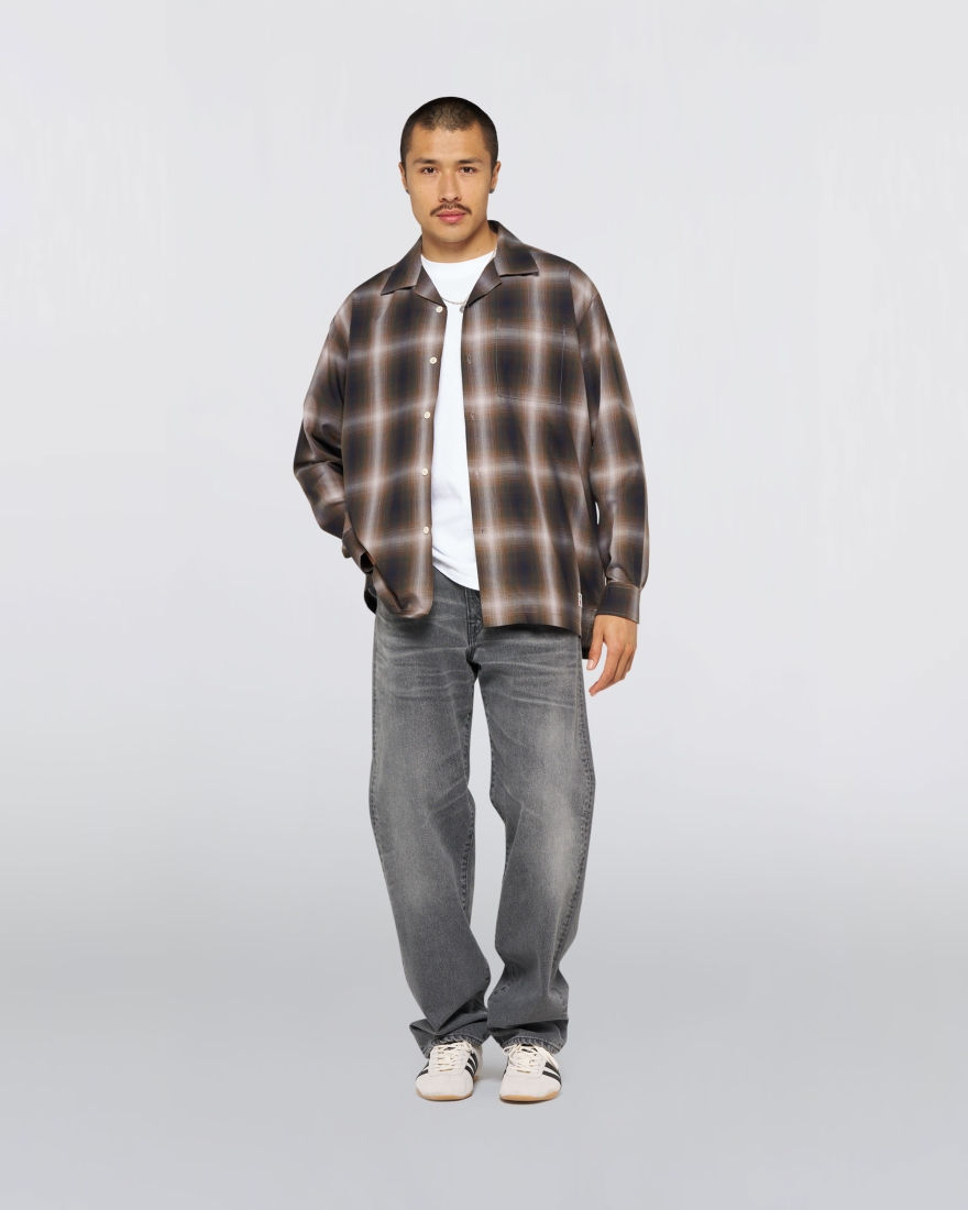 EDWIN Open Collar Shirt Brown / Grey