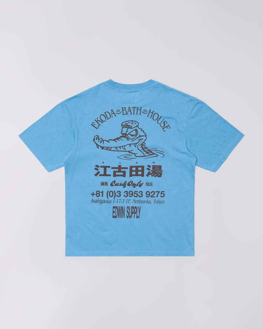 EDWIN Ekoda Bath House T-Shirt Azure Blue