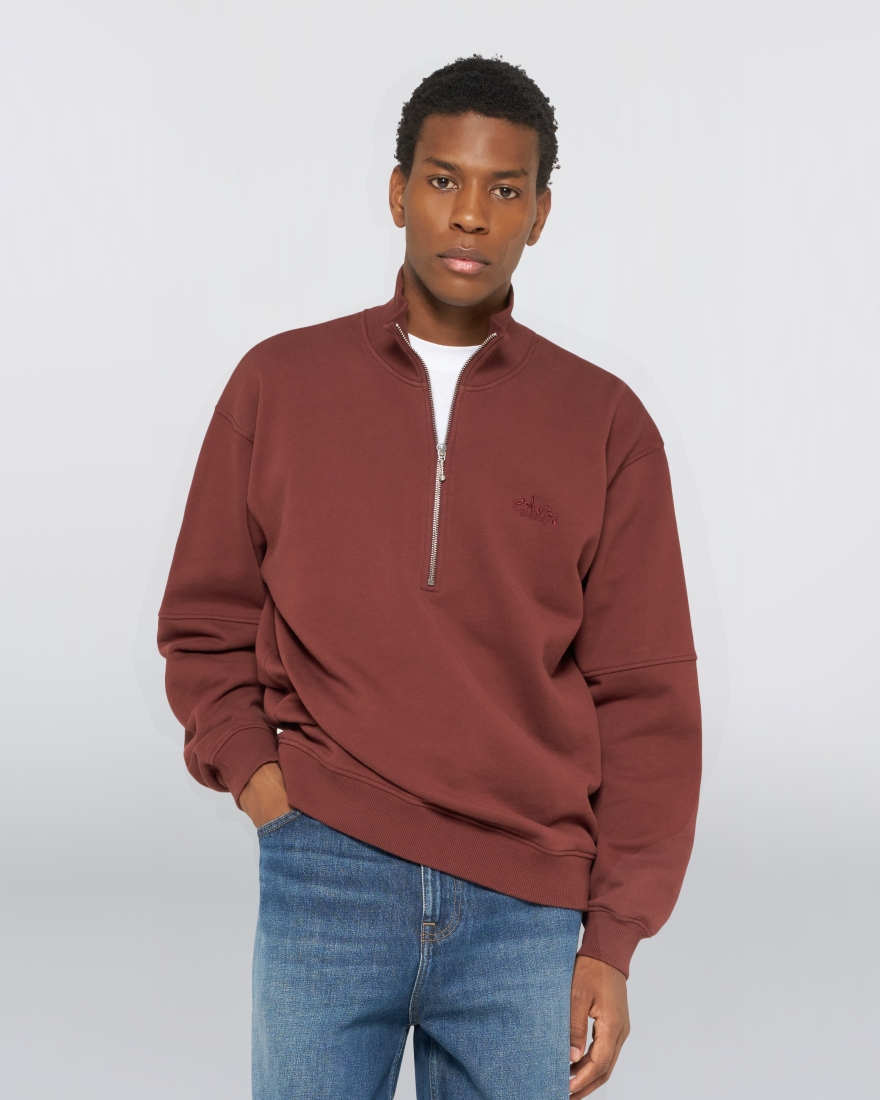 EDWIN Koji Half Zip Sweat Rum Raisin