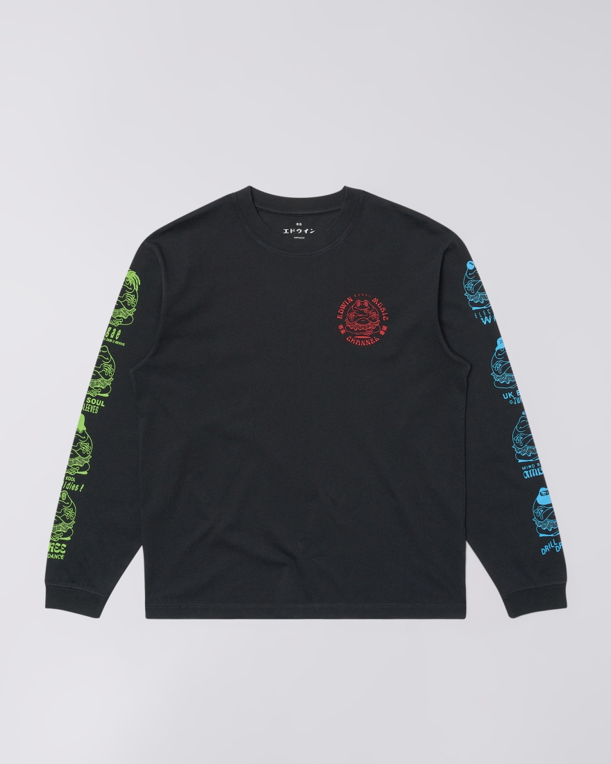 EDWIN Edwin Music Channel T-Shirt LS Black / Blue / Lime