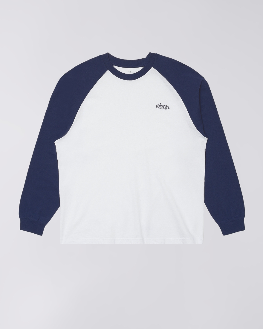 EDWIN Alec T-Shirt LS White / Maritime Blue