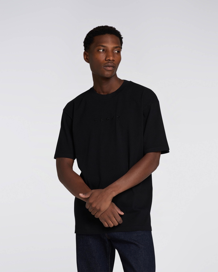 EDWIN Katakana Embroidery T-Shirt Black