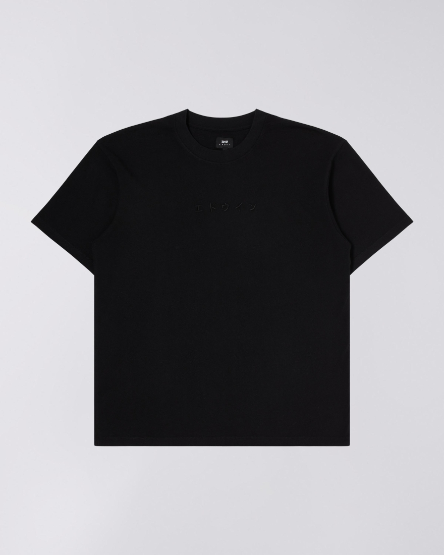 EDWIN Katakana Embroidery T-Shirt Black