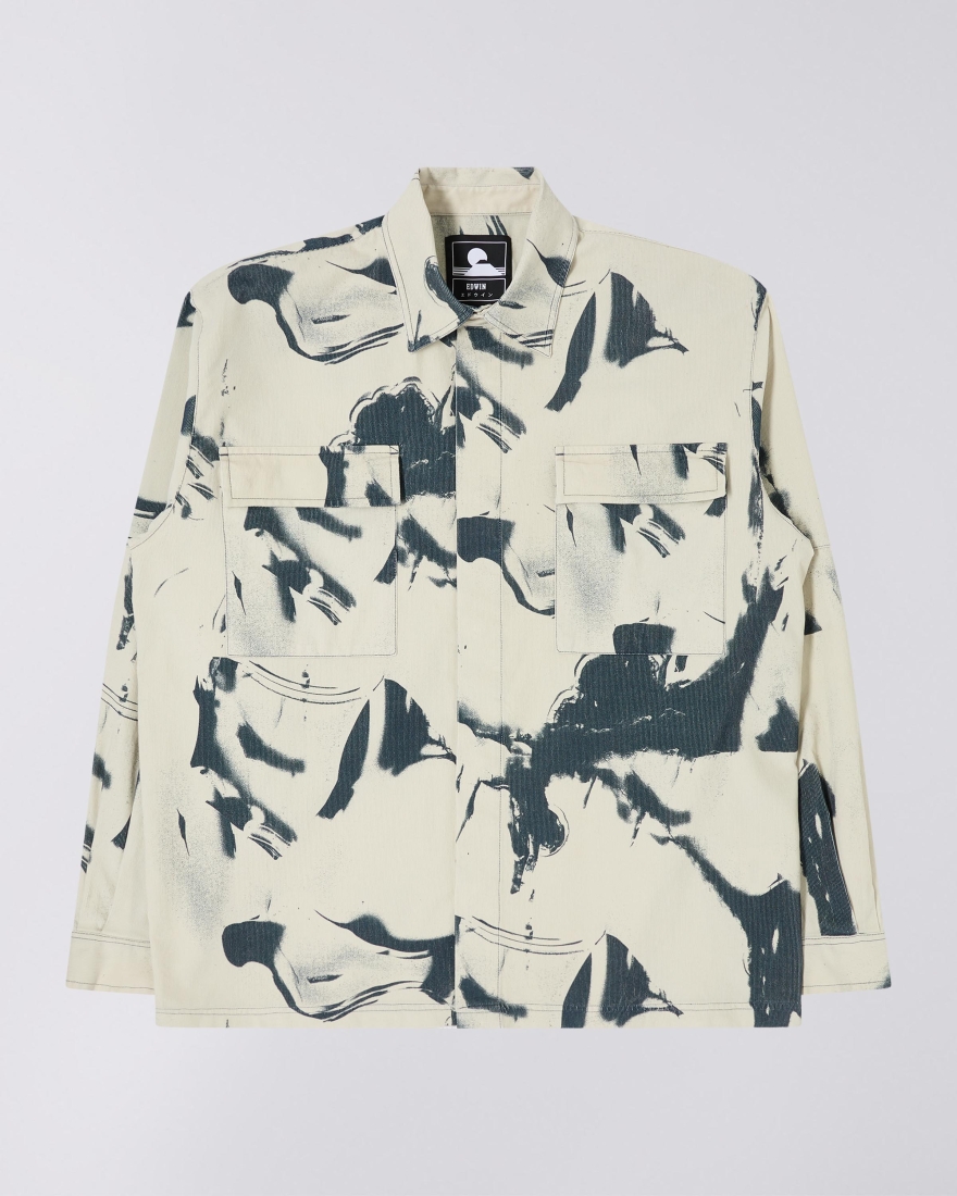 EDWIN Winter Landscape Shirt LS Whitecap Gray / Navy Blazer