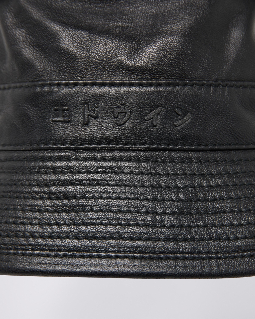 EDWIN Leather Bucket Hat Black