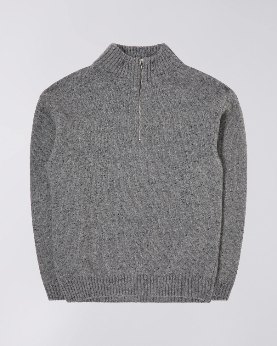 EDWIN Maru Half Zip Sweater Grey Marl