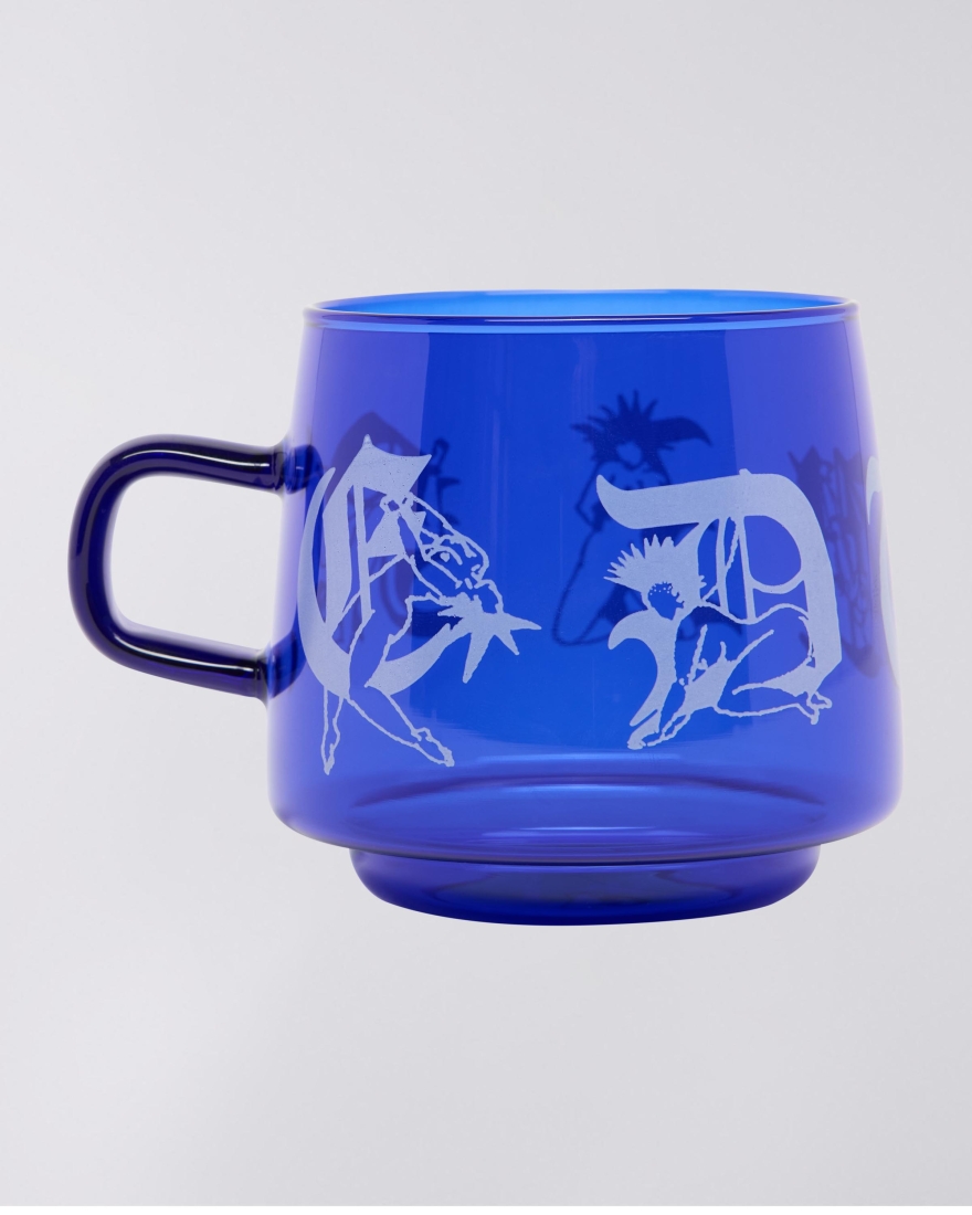 EDWIN Glass Coffee Cup Blue
