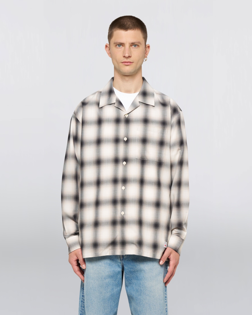 EDWIN Open Collar Shirt Beige / Black