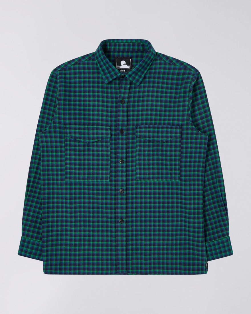 EDWIN Big Shirt LS Navy / Green