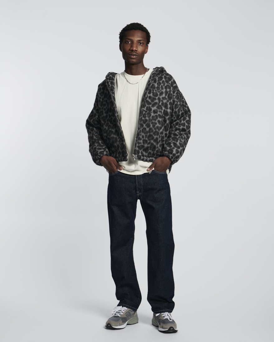EDWIN Daimon Hooded Jacket Lined Black / White Leopard