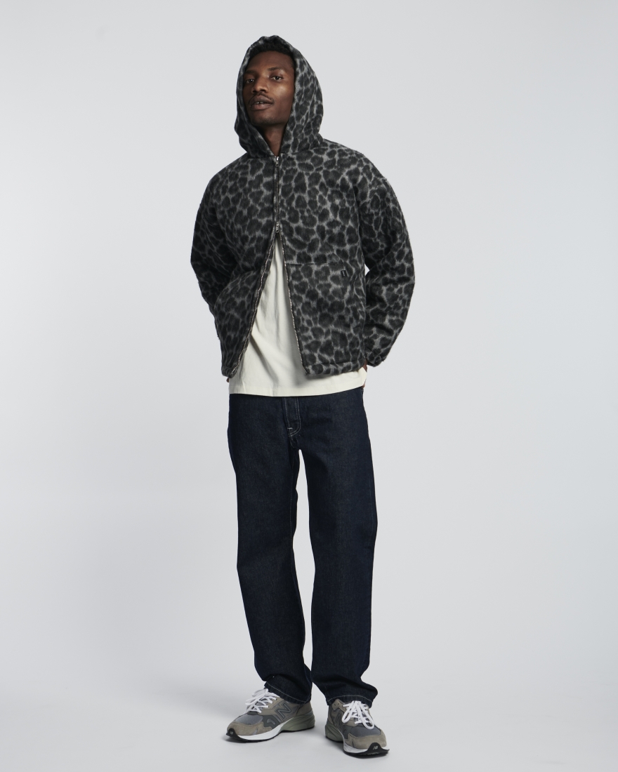 EDWIN Daimon Hooded Jacket Lined Black / White Leopard