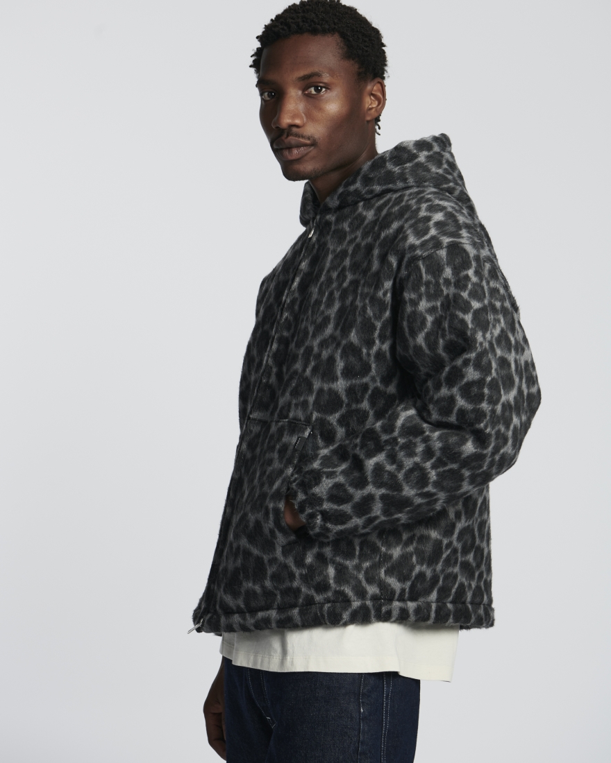 EDWIN Daimon Hooded Jacket Lined Black / White Leopard