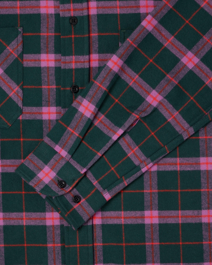 EDWIN Millenium Shirt LS Green / Purple / Red