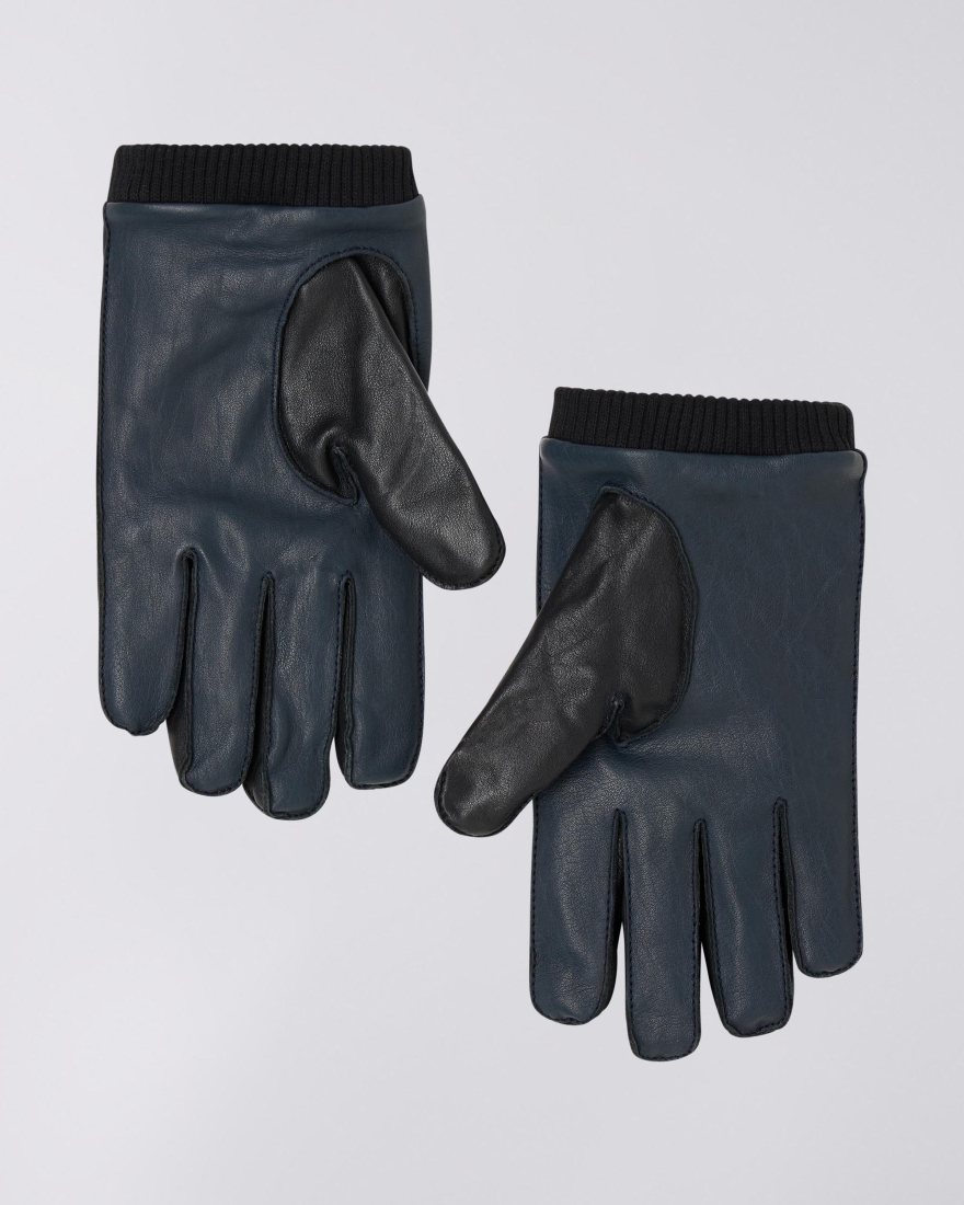 EDWIN Motor Leather Gloves Black / Navy