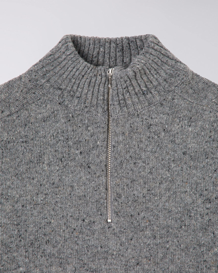 EDWIN Maru Half Zip Sweater Grey Marl