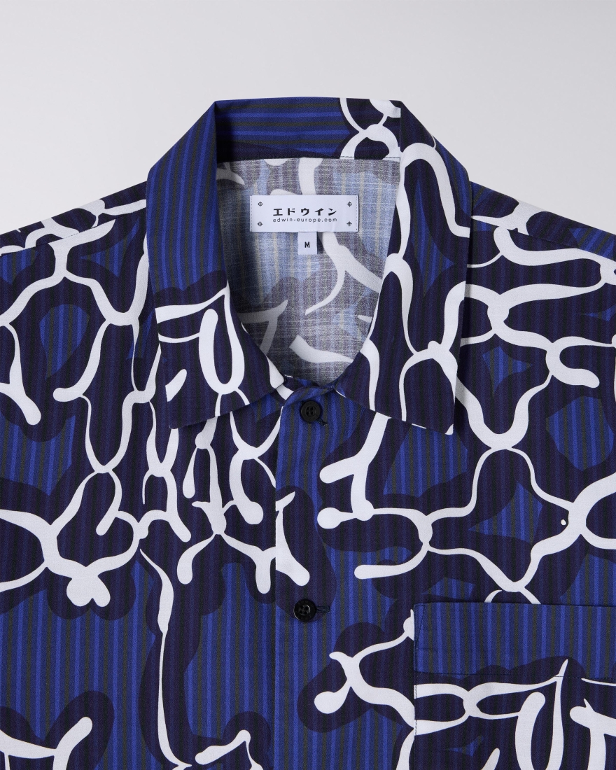 EDWIN Jax Polo Knit Blue / Light Grey