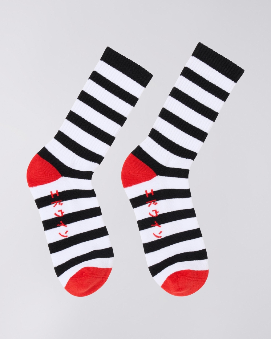 EDWIN Stripy Socks Black / White