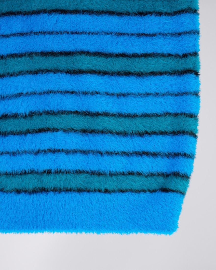 EDWIN Striped Hairy Sweater Blue / Aqua / Black