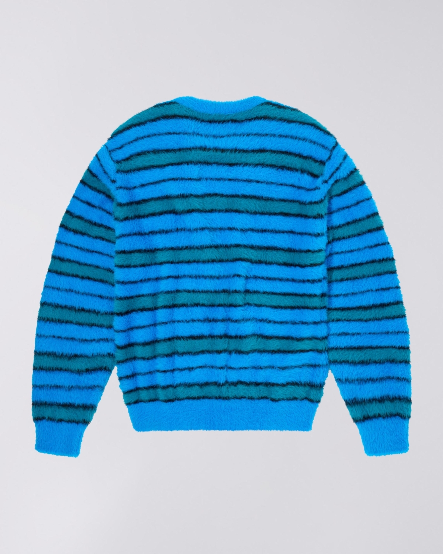 EDWIN Striped Hairy Sweater Blue / Aqua / Black