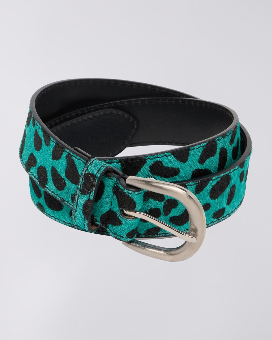 EDWIN Leopard Hairy Belt Baltic / Black