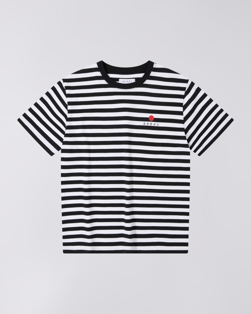 EDWIN Regular Striped T-Shirt Black / Off White