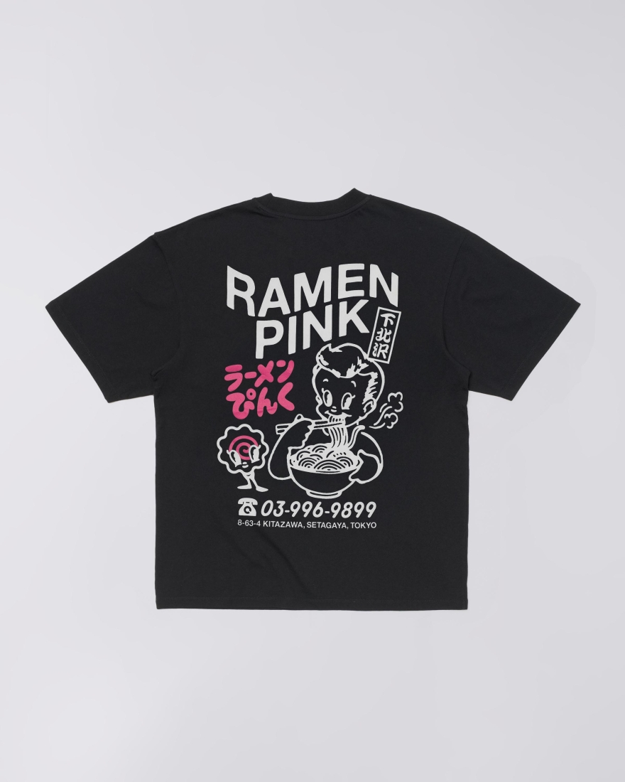 EDWIN Ramen Pink T-Shirt Black
