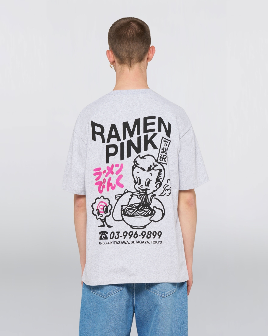 EDWIN Ramen Pink T-Shirt Grey Marl