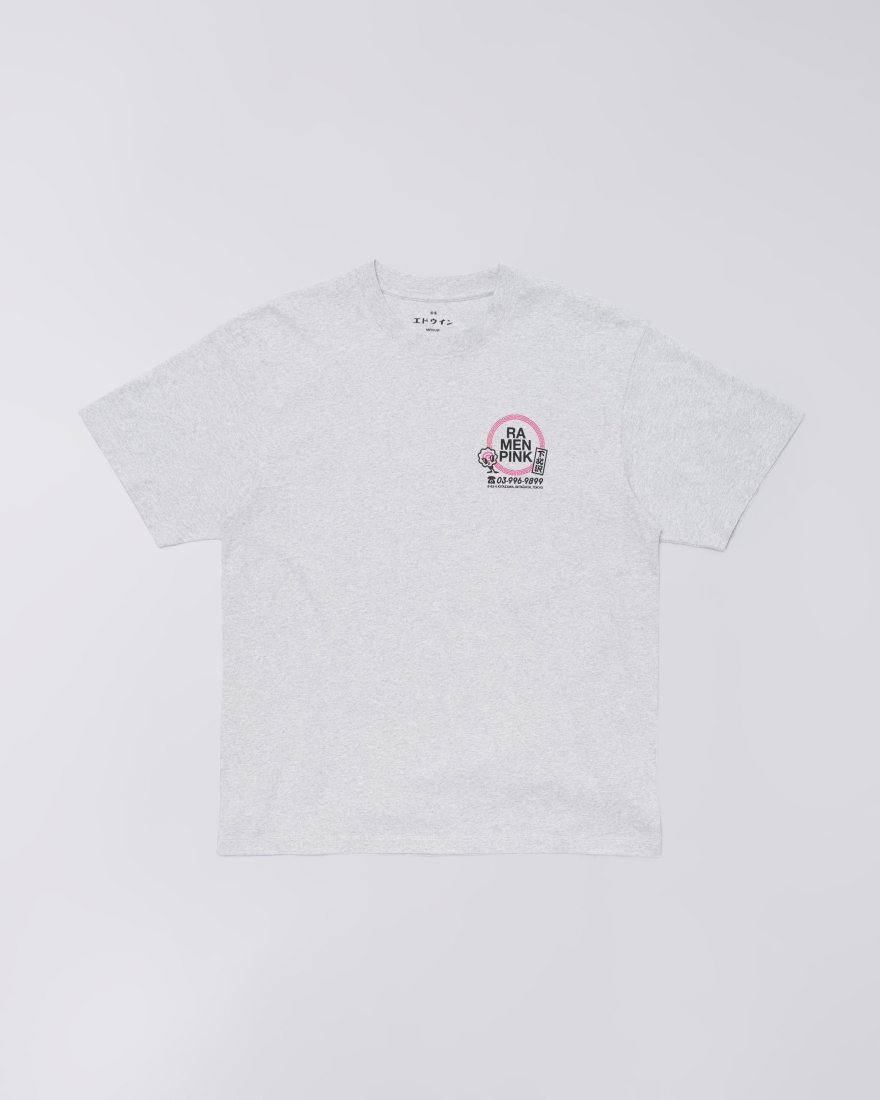 EDWIN Ramen Pink T-Shirt Grey Marl